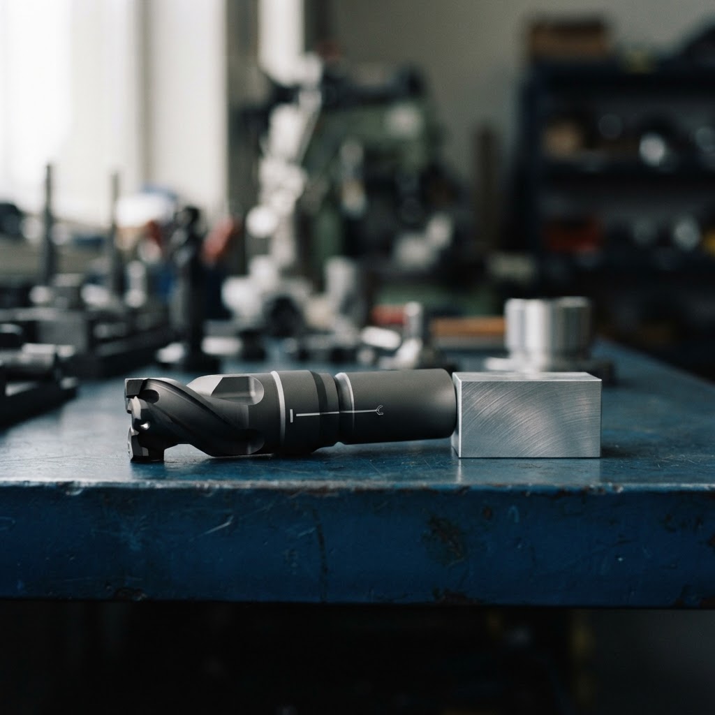Precision industrial tool on a steel surface