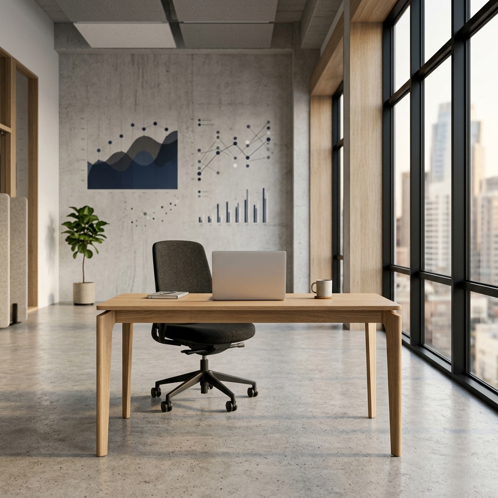 Minimalist startup workspace for fundraising analysis