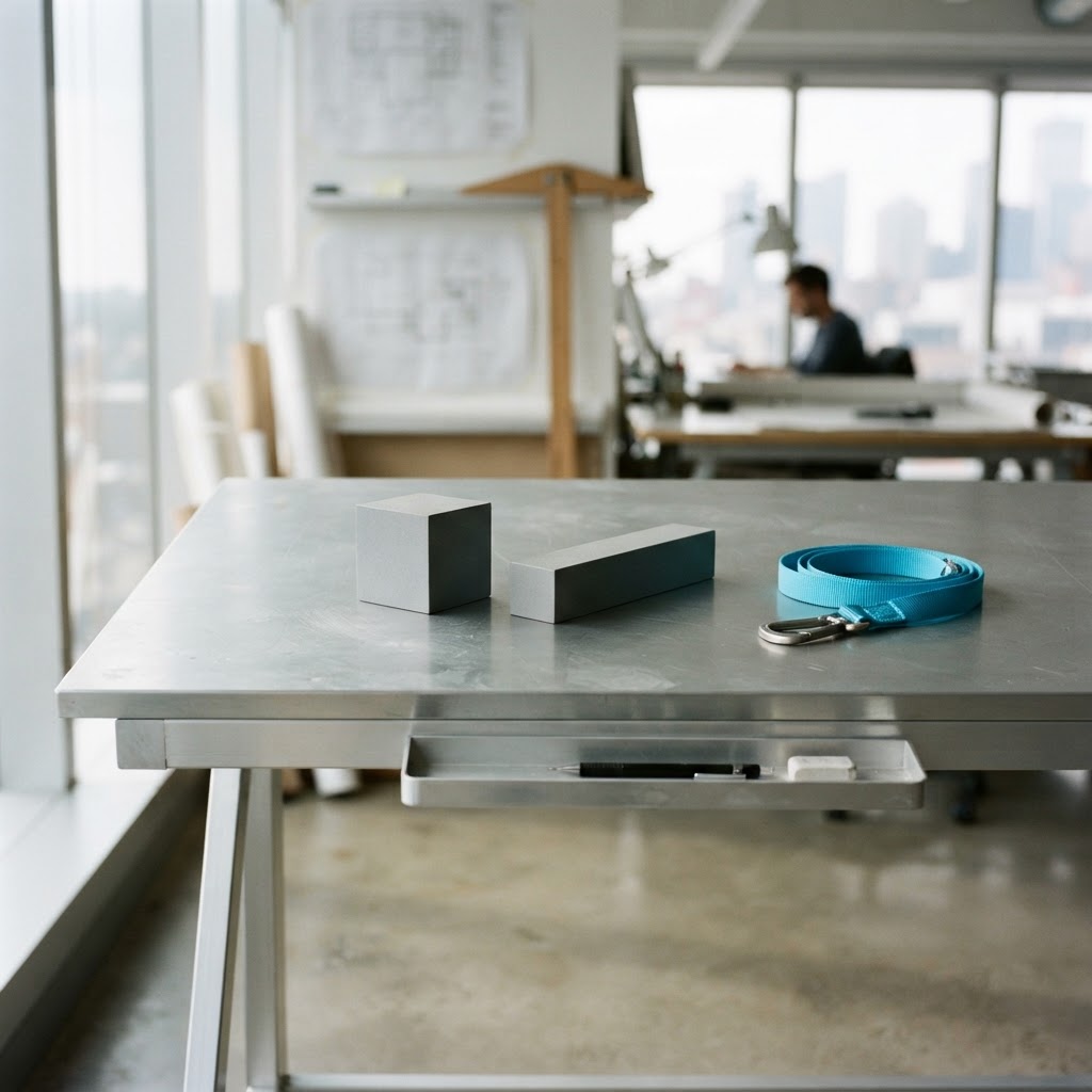 Two distinct geometric paper objects on a modern desk