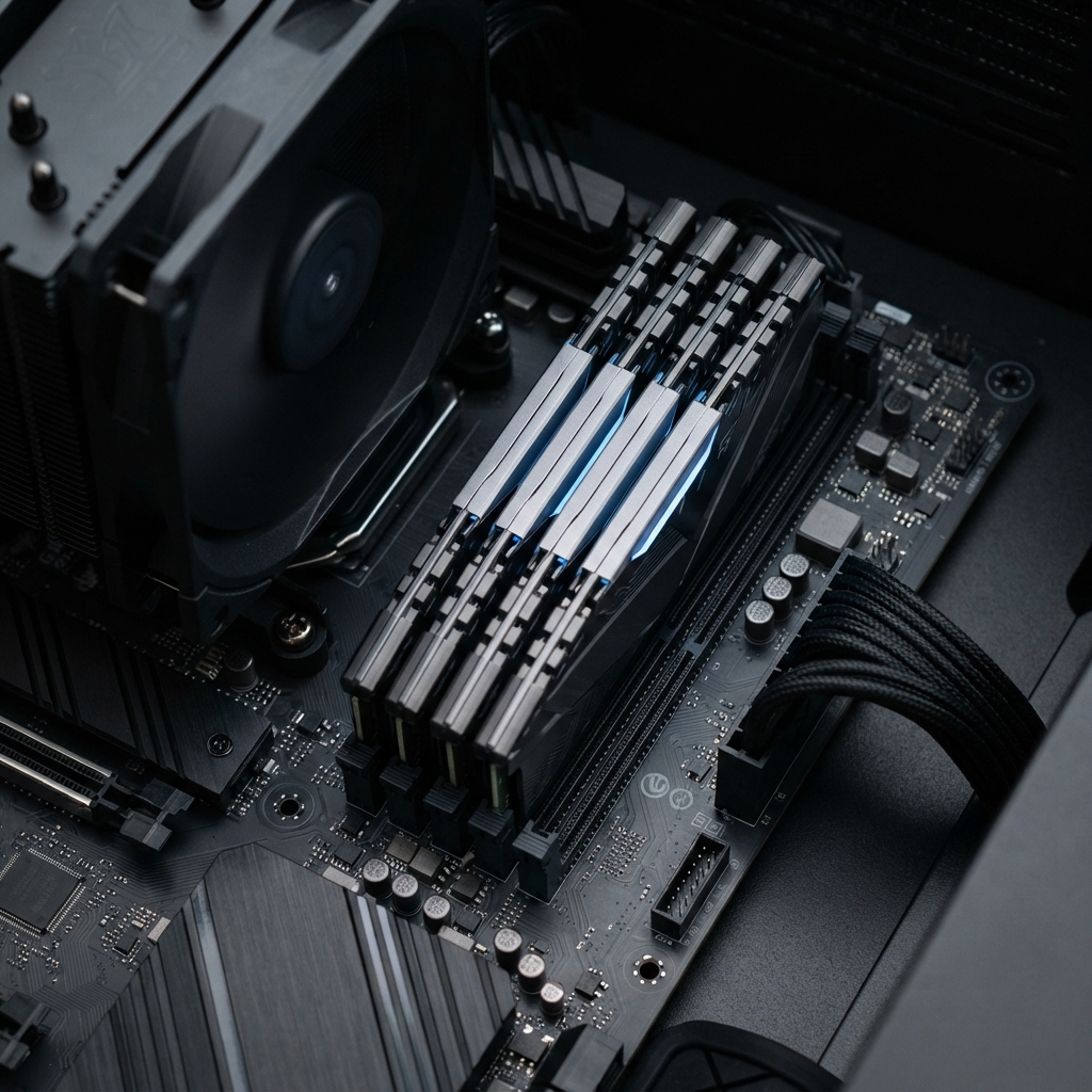Close up of high performance computer RAM modules
