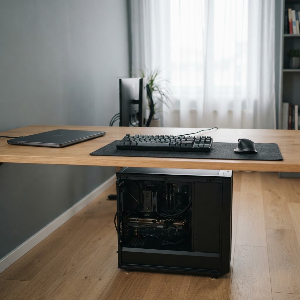 Minimalist developer workstation with hardware tower