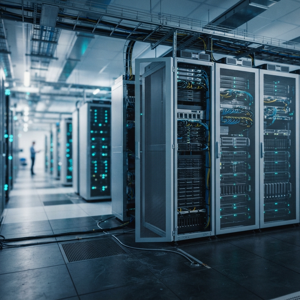 Server rack infrastructure in a professional data center