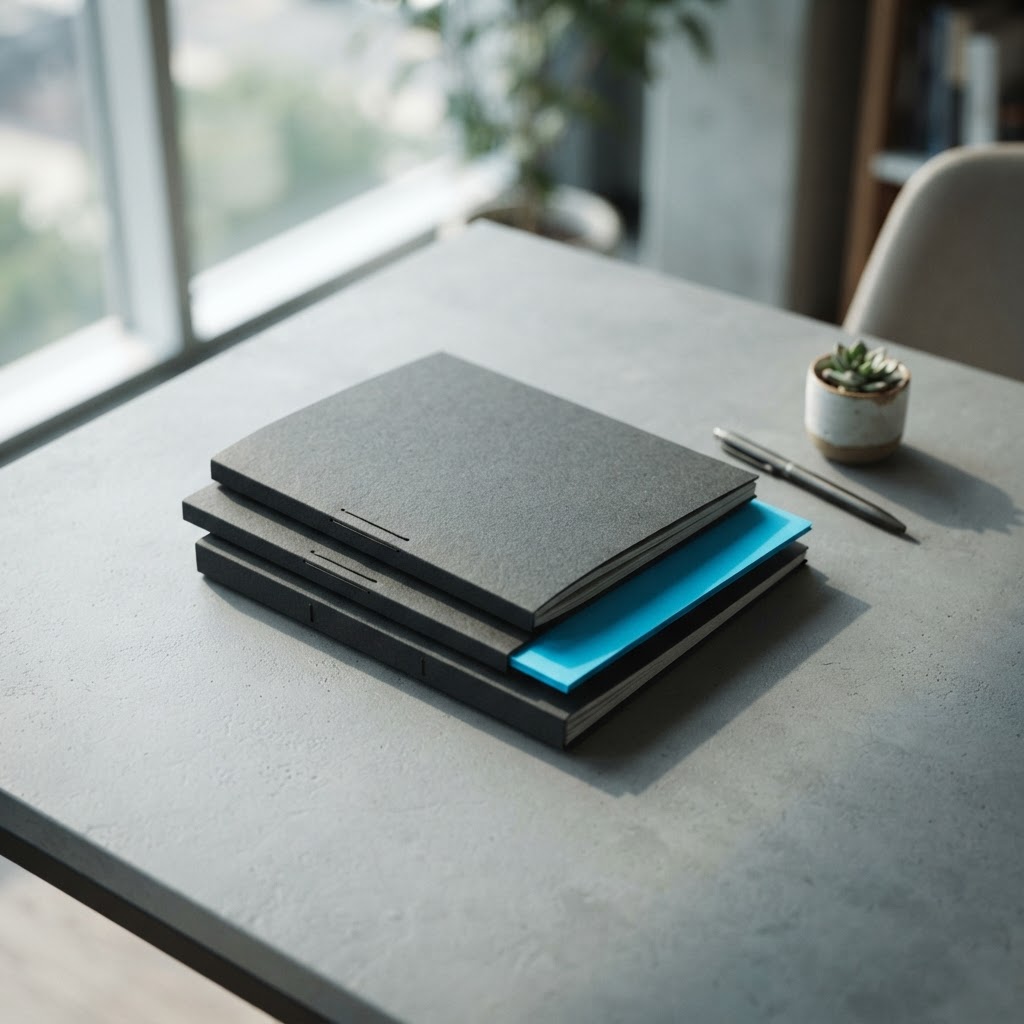 Professional folders on a clean modern office desk