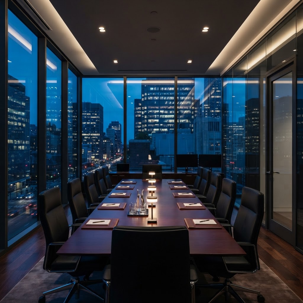 Minimalist corporate meeting space