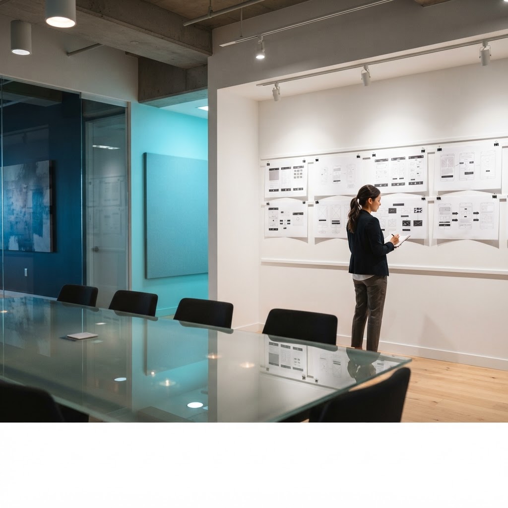 Professional design review in a modern office space