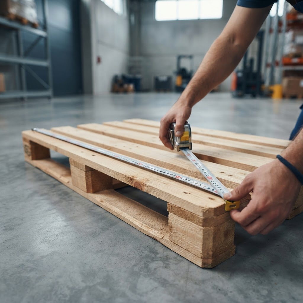Measuring a shipping pallet in a logistics facility