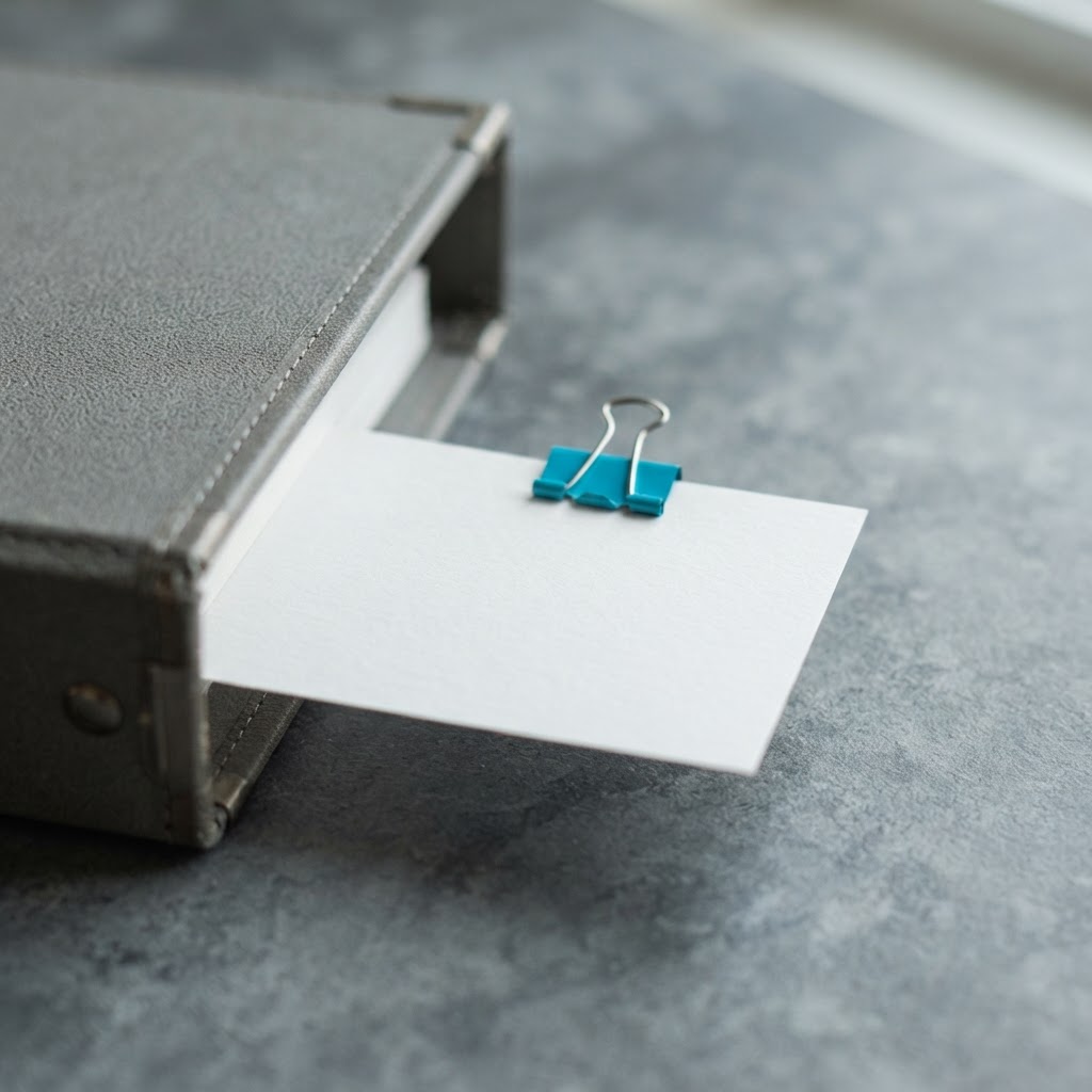 Close up of an archival binder with empty paper
