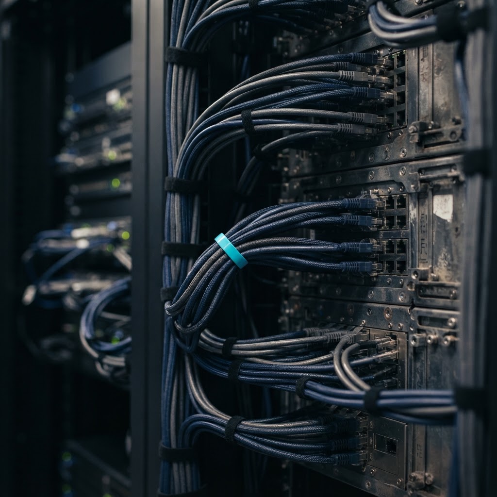 Organized professional server cabling and hardware