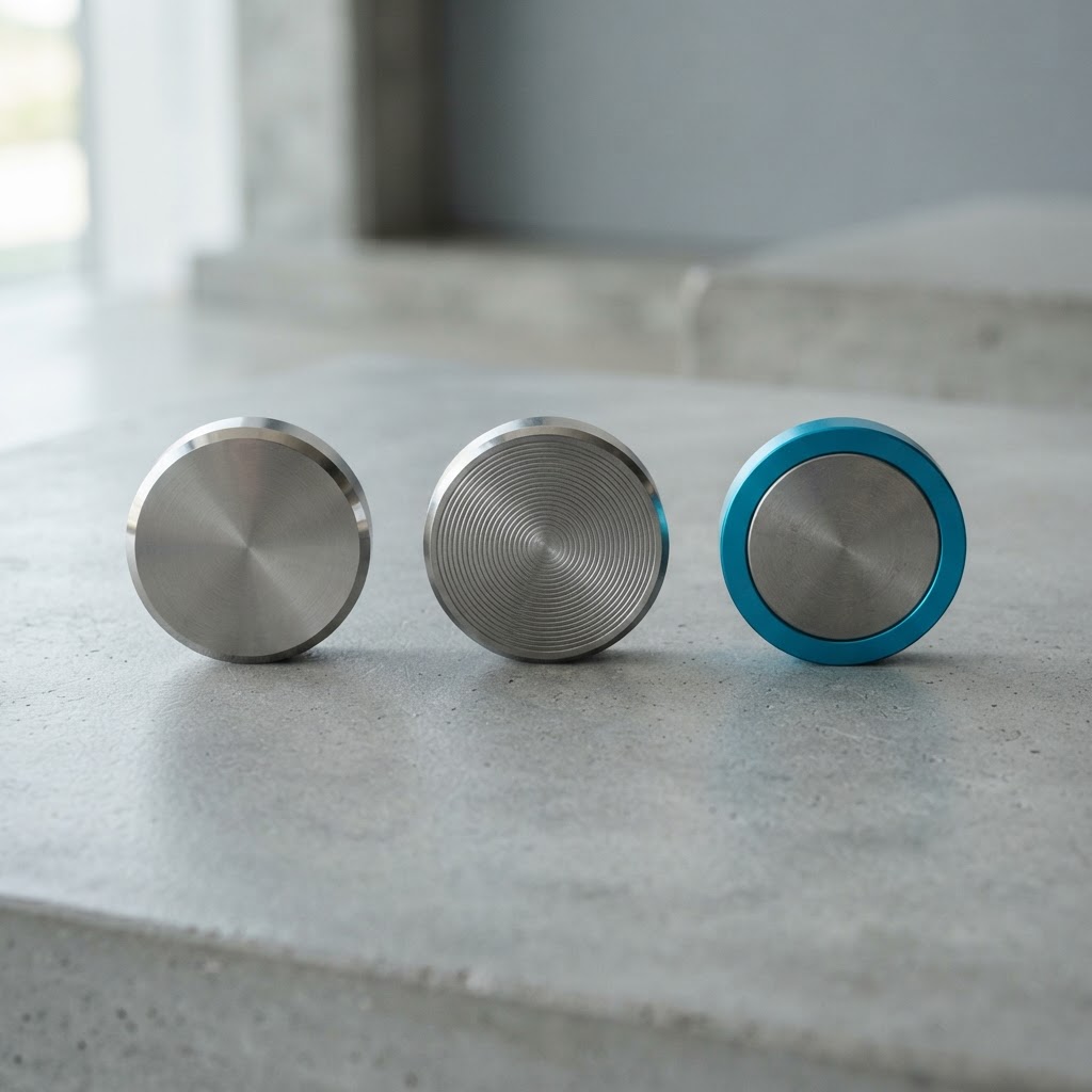 Three heavy metallic discs showing increasing structural complexity