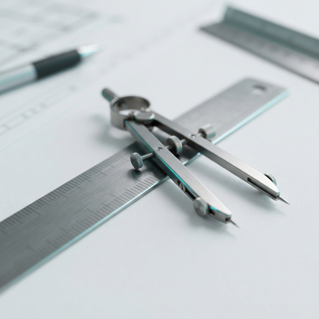 Drafting tools on a clean white desk