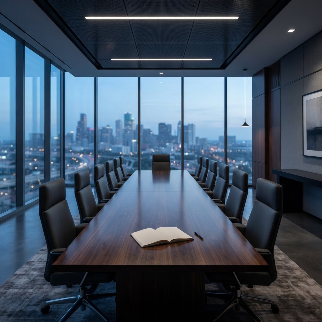 Modern boardroom setting for business planning