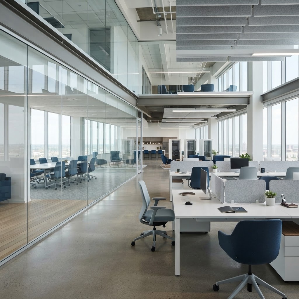 Empty modern professional collaborative workspace