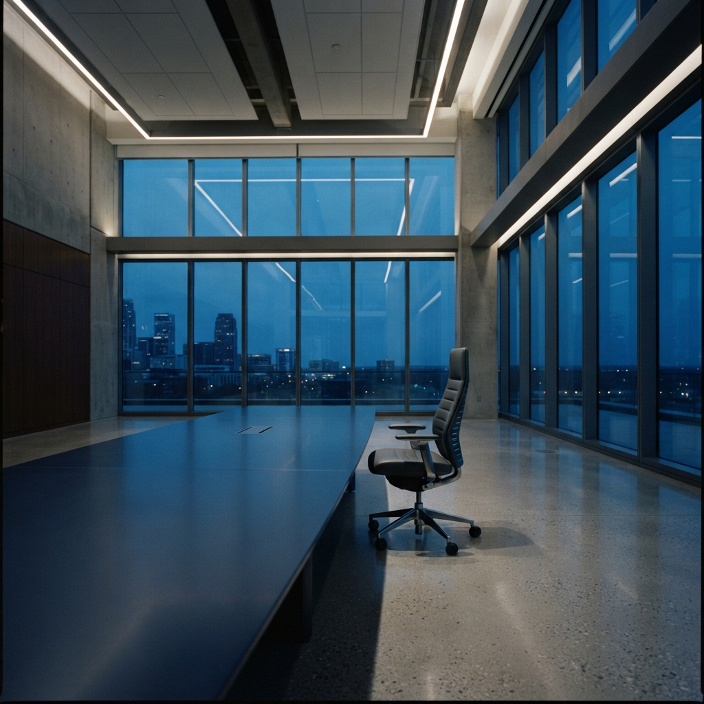 Empty modern conference room with minimalist furniture
