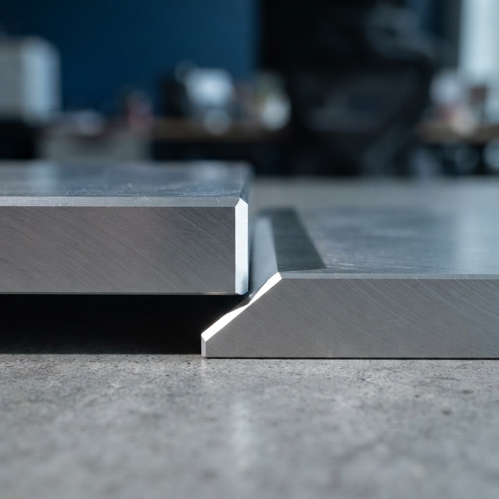 Detail of two precision engineered metallic plates