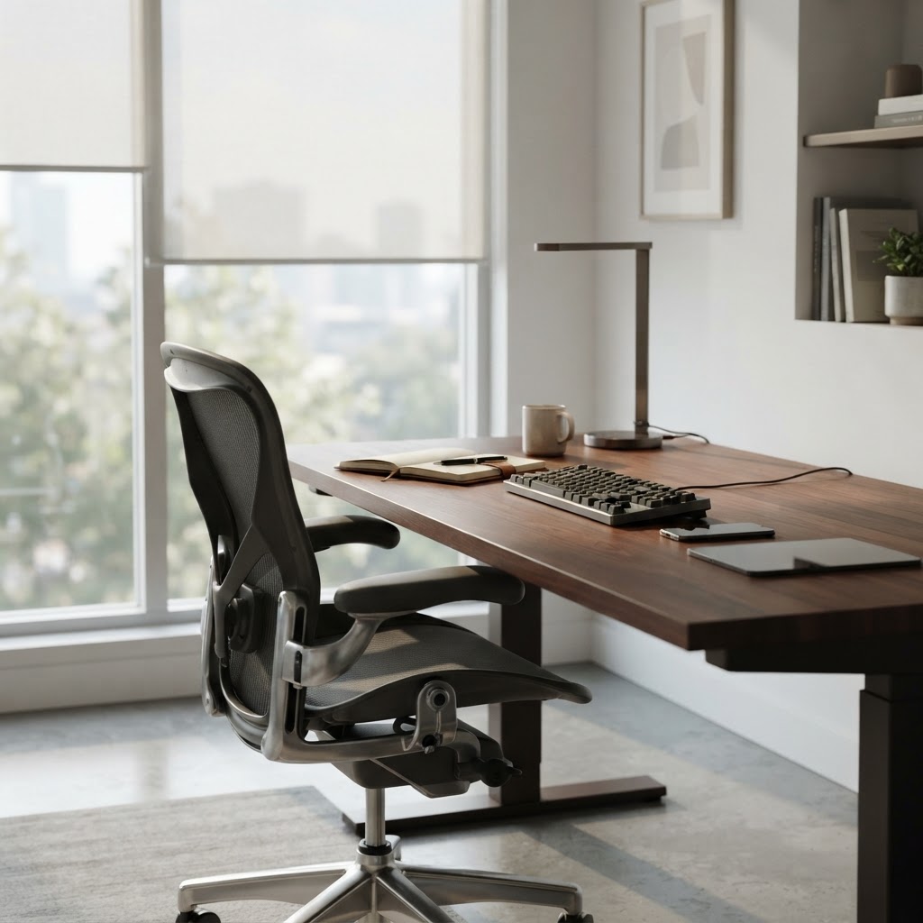 Clean and minimalist engineering workspace for deep work