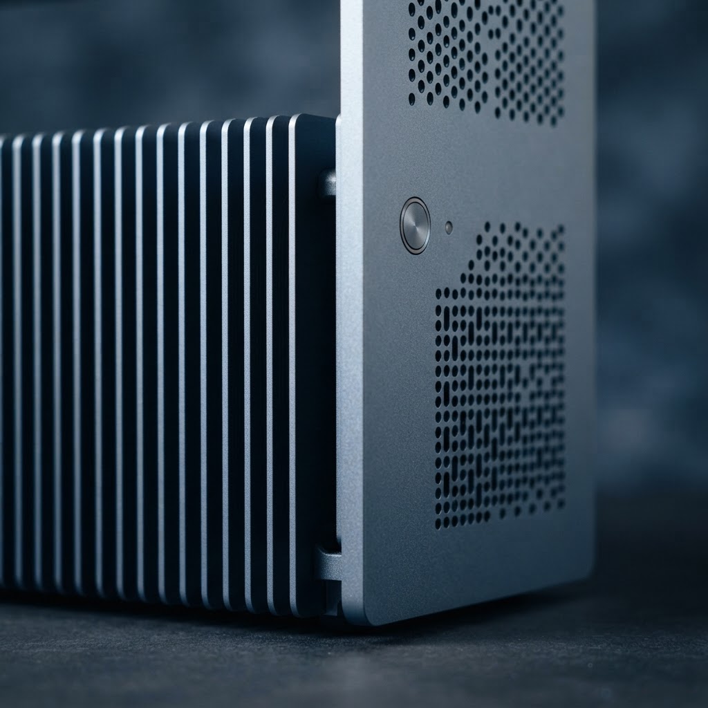 Close up of a premium computer hardware chassis