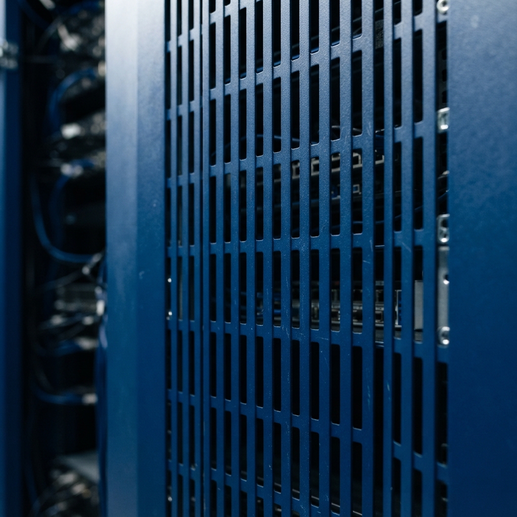 Close up of textured industrial server hardware