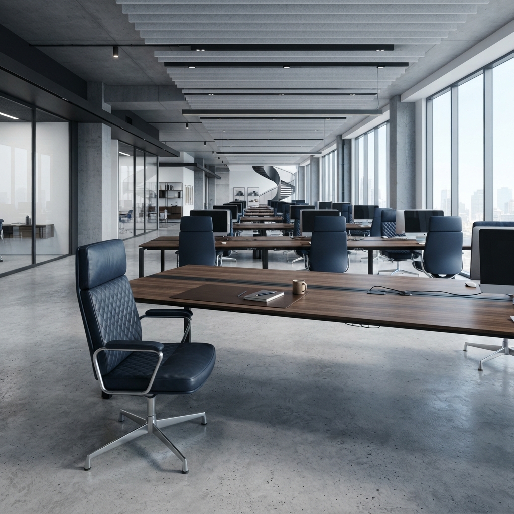 Modern professional office space with ergonomic furniture