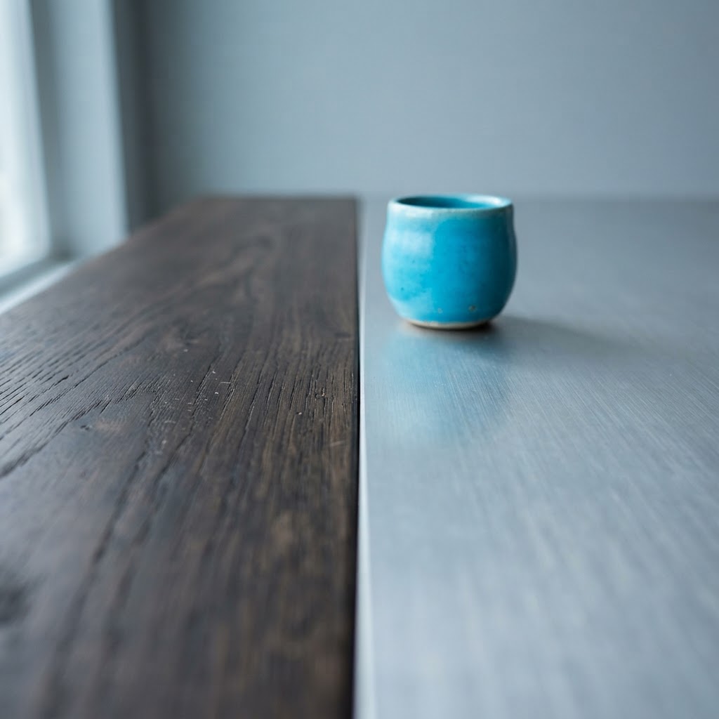 Vibe coding vs prompt engineering shown as wood and metal seam