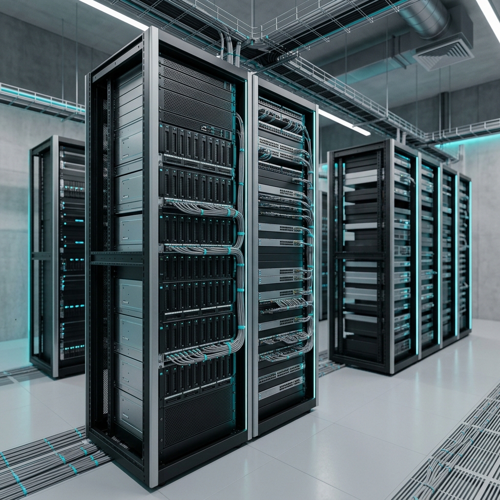 Organized server infrastructure and networking equipment