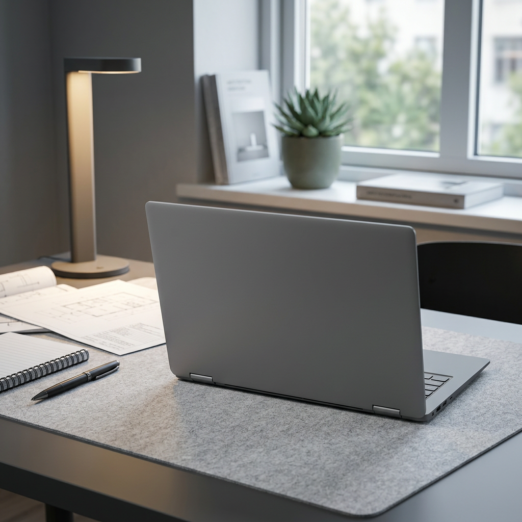 Minimal tech workspace with analysis materials
