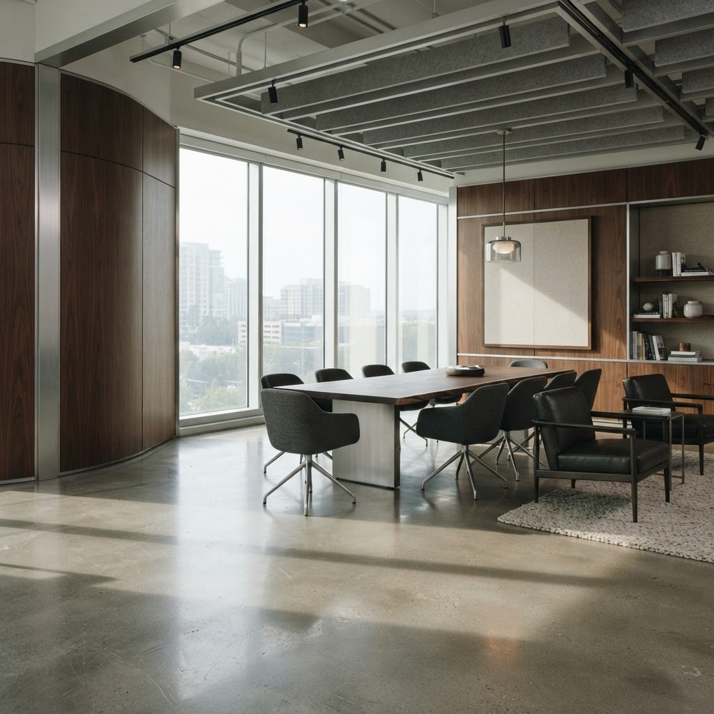 Spacious and modern empty tech office interior