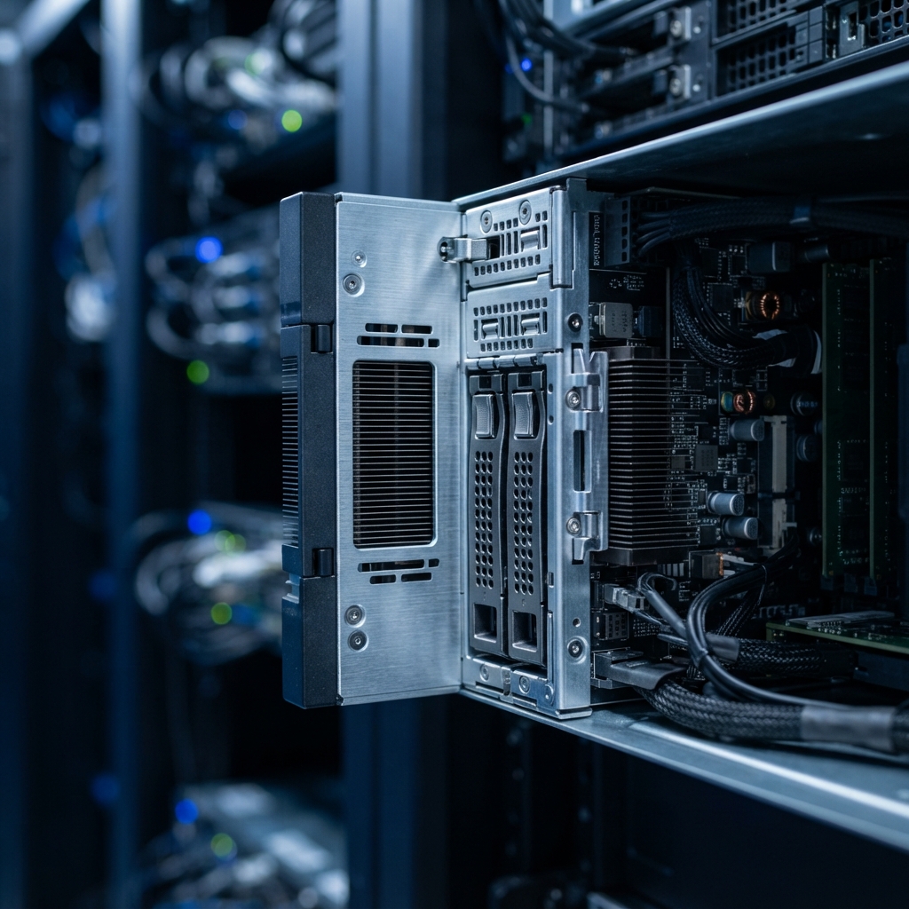 Detailed close up of server hardware