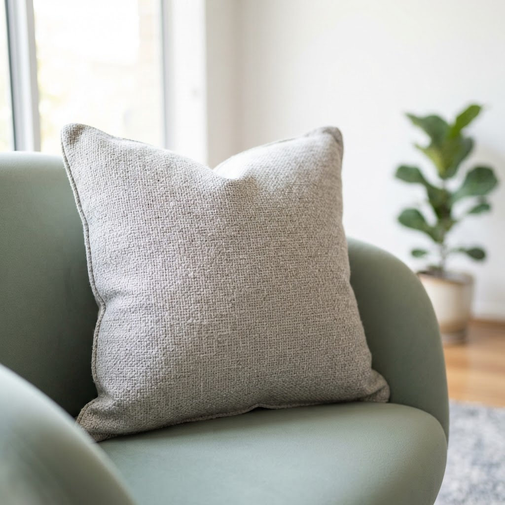 Close up of comfortable home seating in a bright minimalist apartment