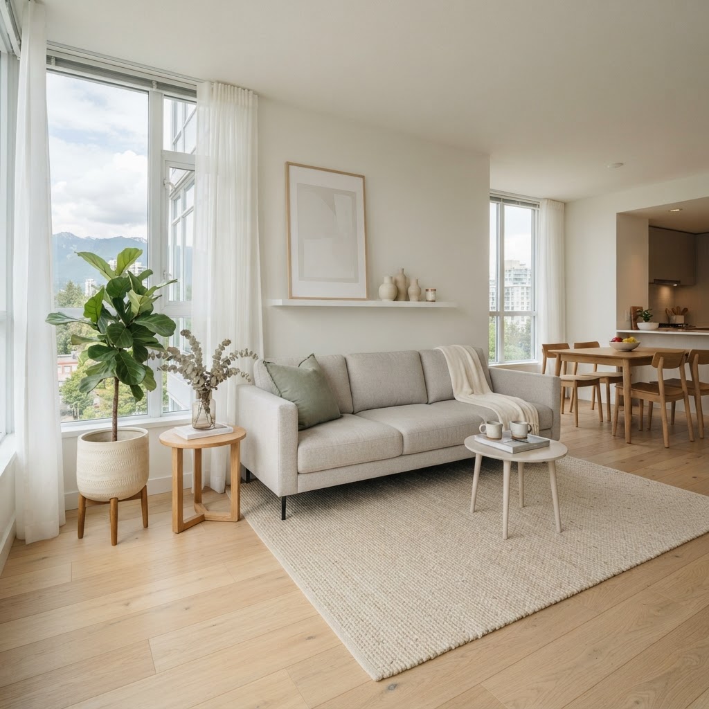 A bright and tidy apartment living room