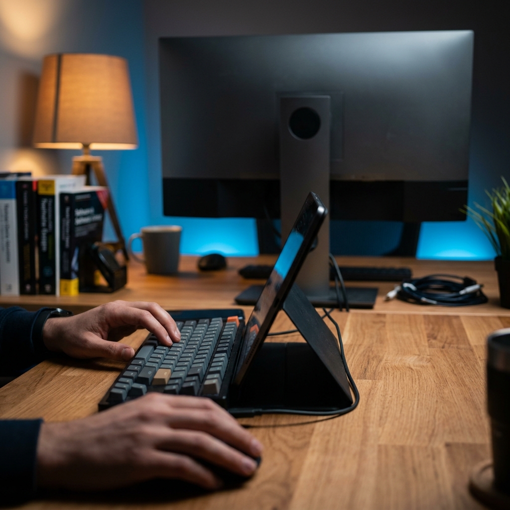 Developer working on HR automation system code