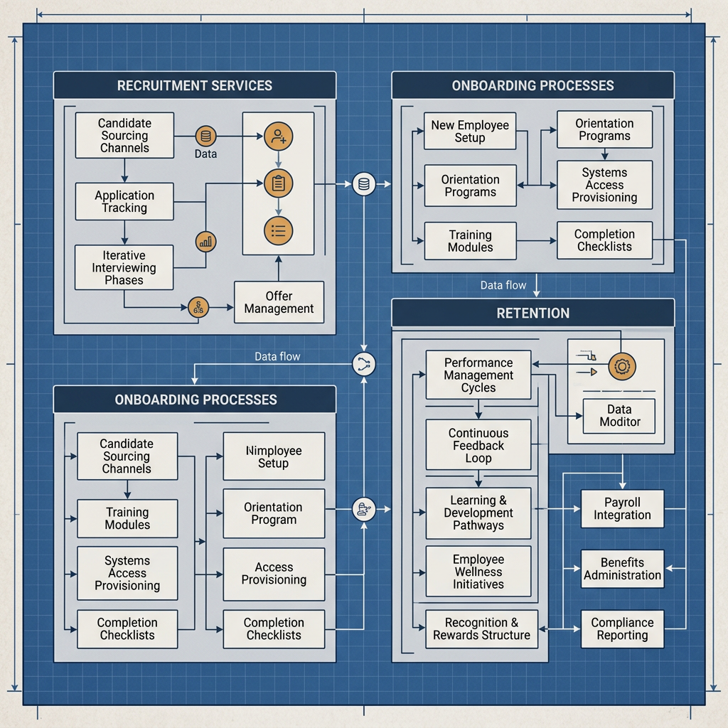 HR automation system architecture blueprint diagram
