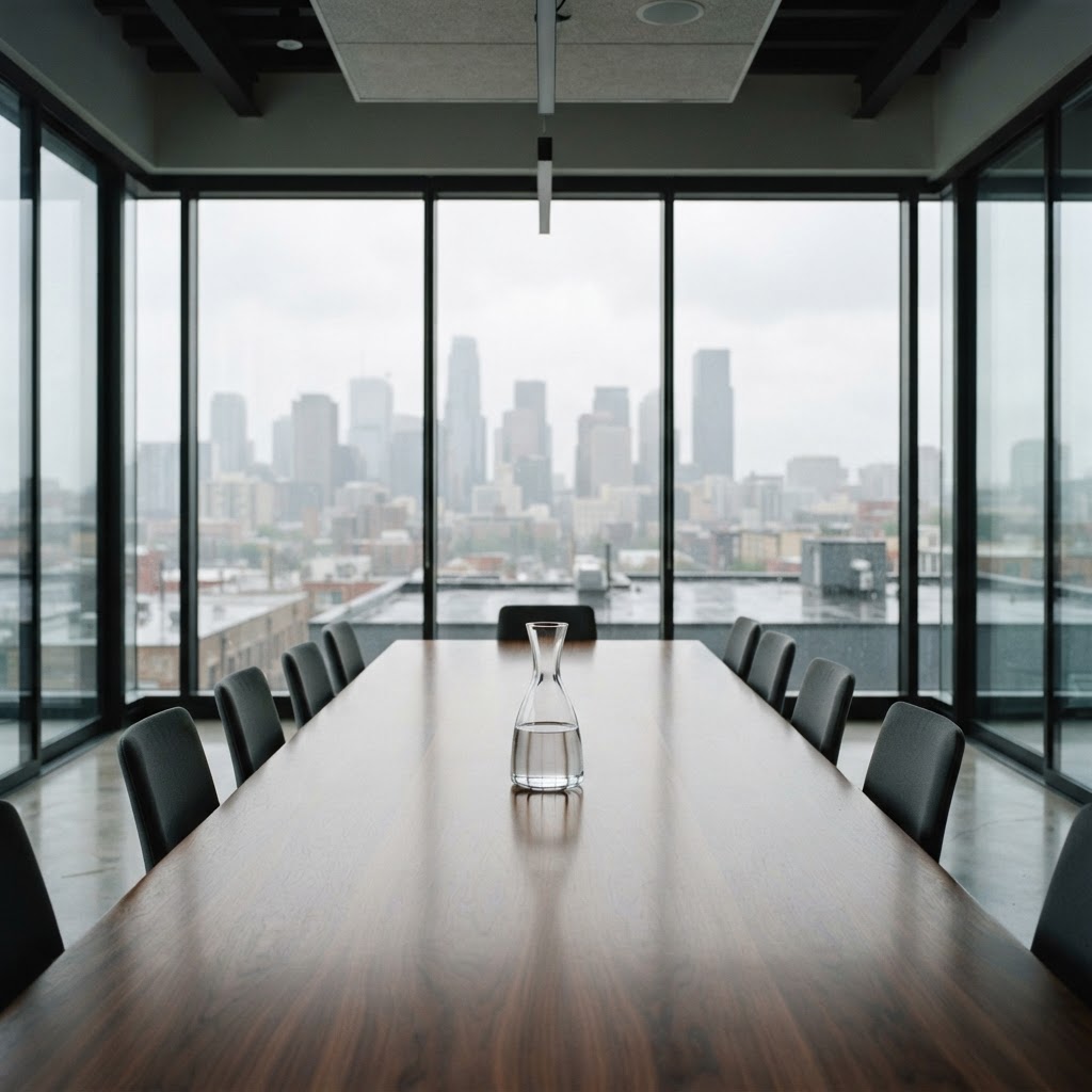 Architectural interior view of a minimalist office