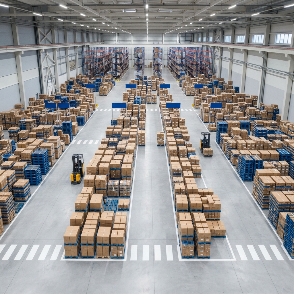 Geometric view of organized warehouse crates
