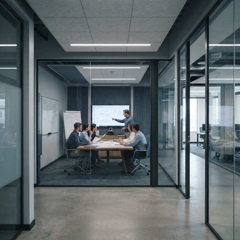 Modern professional office environment with collaborative space