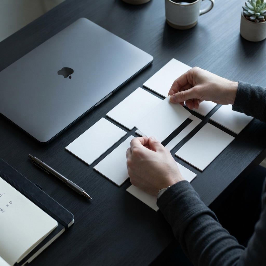 Organizing project tasks on a desk surface