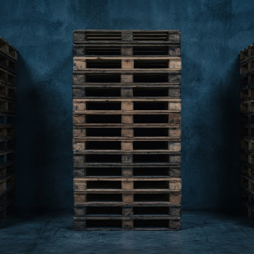 Close up of organized industrial shipping palettes
