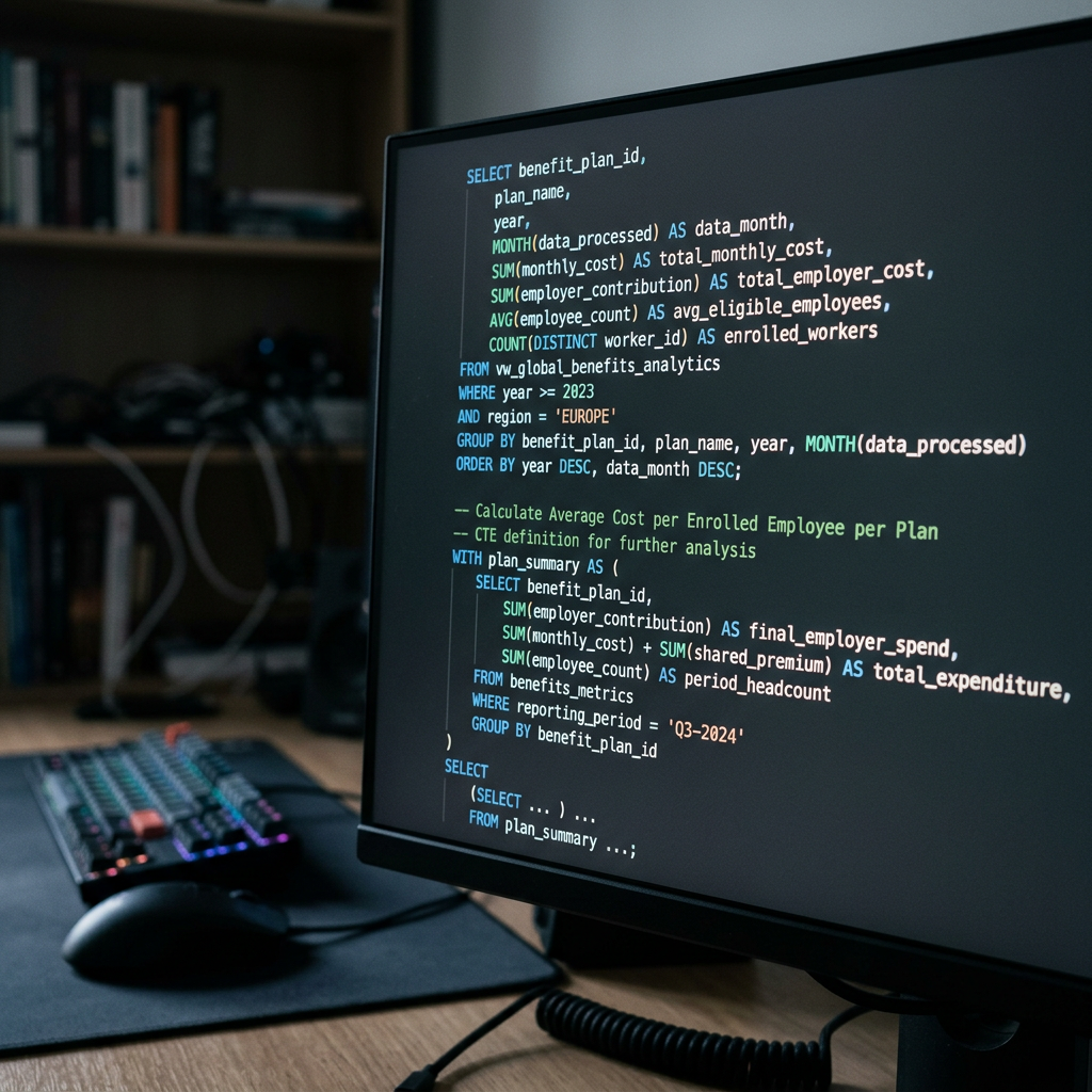 Terminal screen with benefits ROI calculation queries