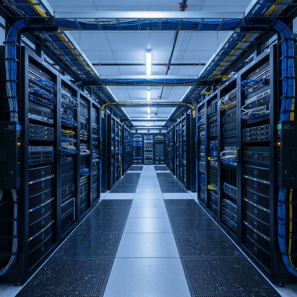 Well organized technical server room environment