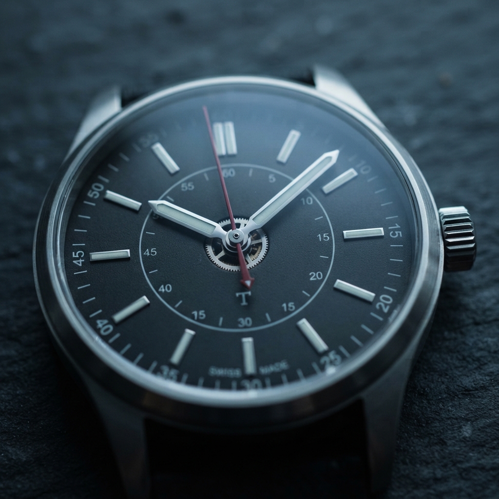 Macro view of analog watch face