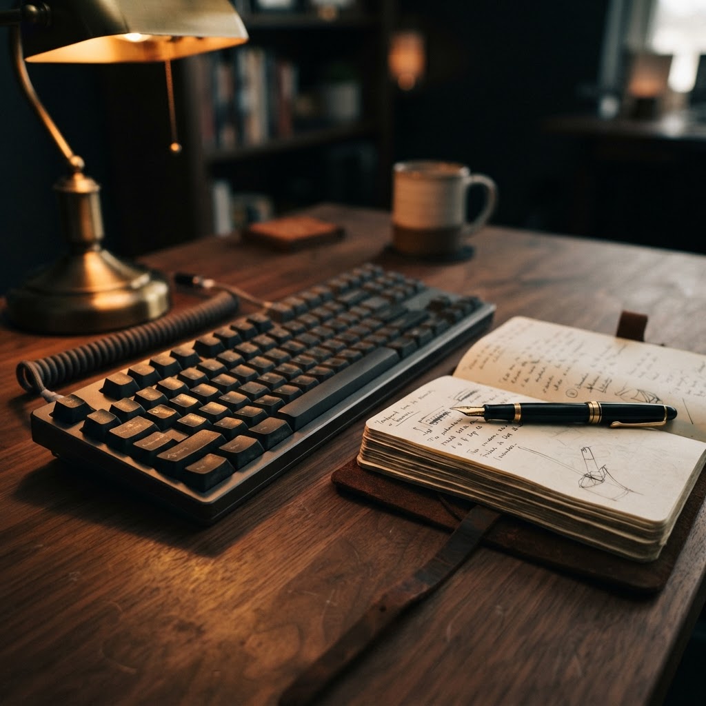 Close up of engineering tools and professional notebook