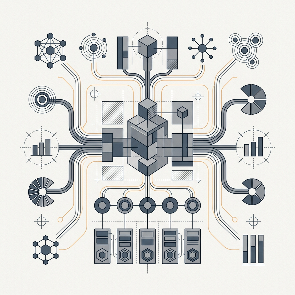 Modular data infrastructure architecture blueprint visualization