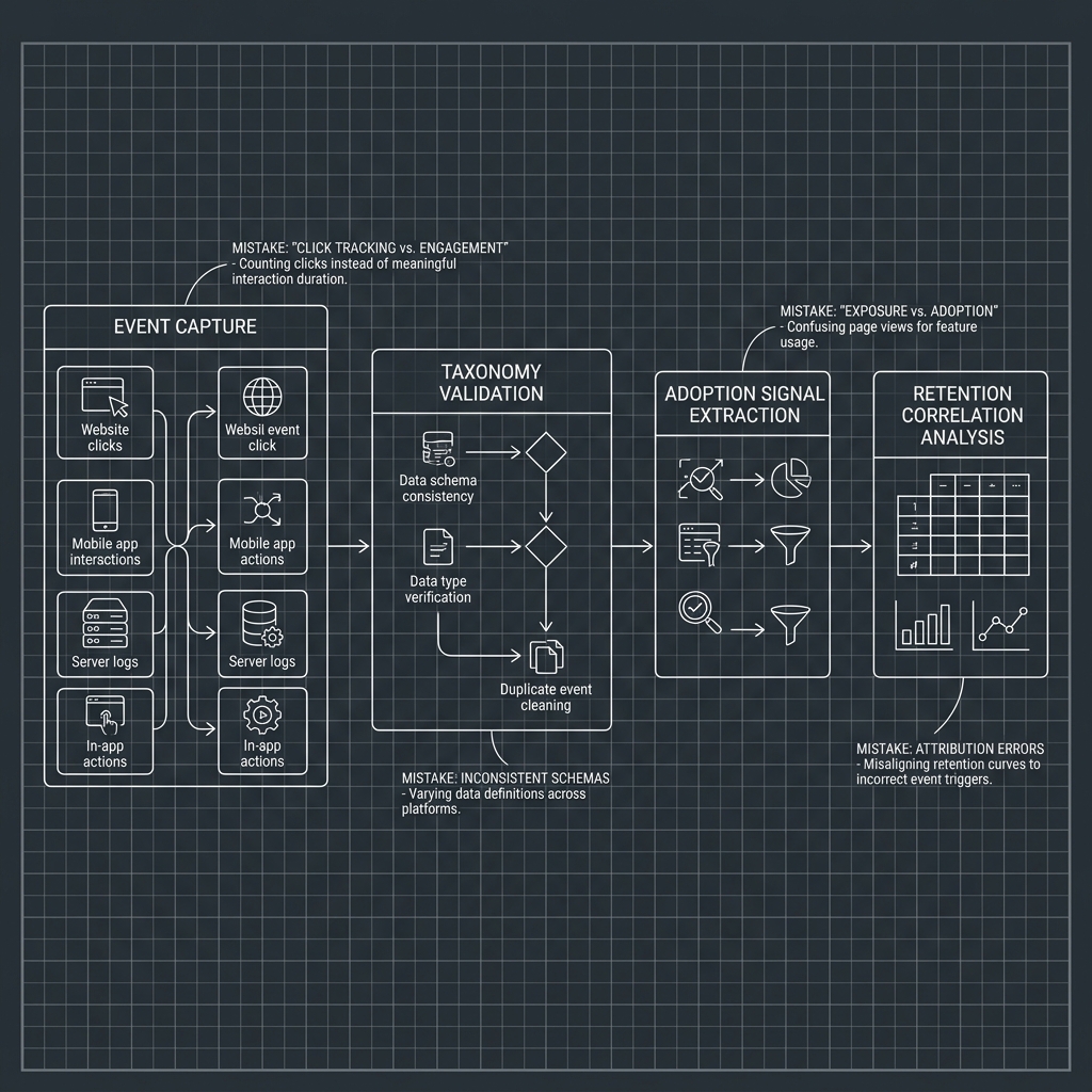 Feature adoption tracking pipeline architecture diagram