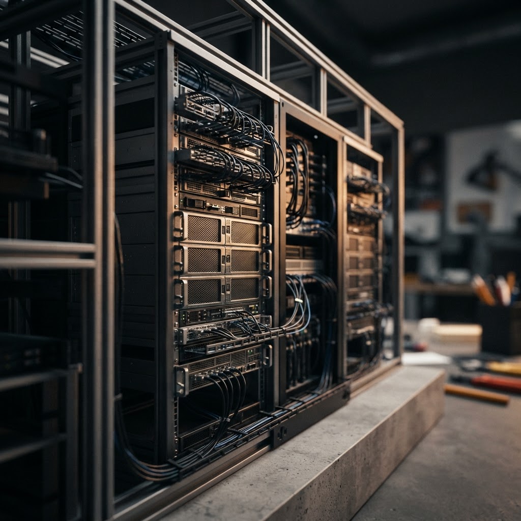 Close up architectural details of technical infrastructure components