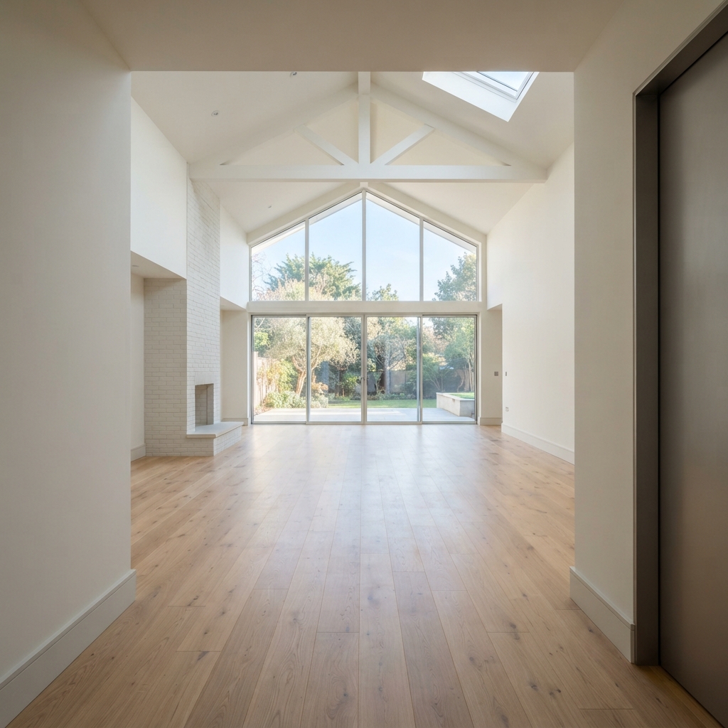 An empty modern living room showing architectural detail
