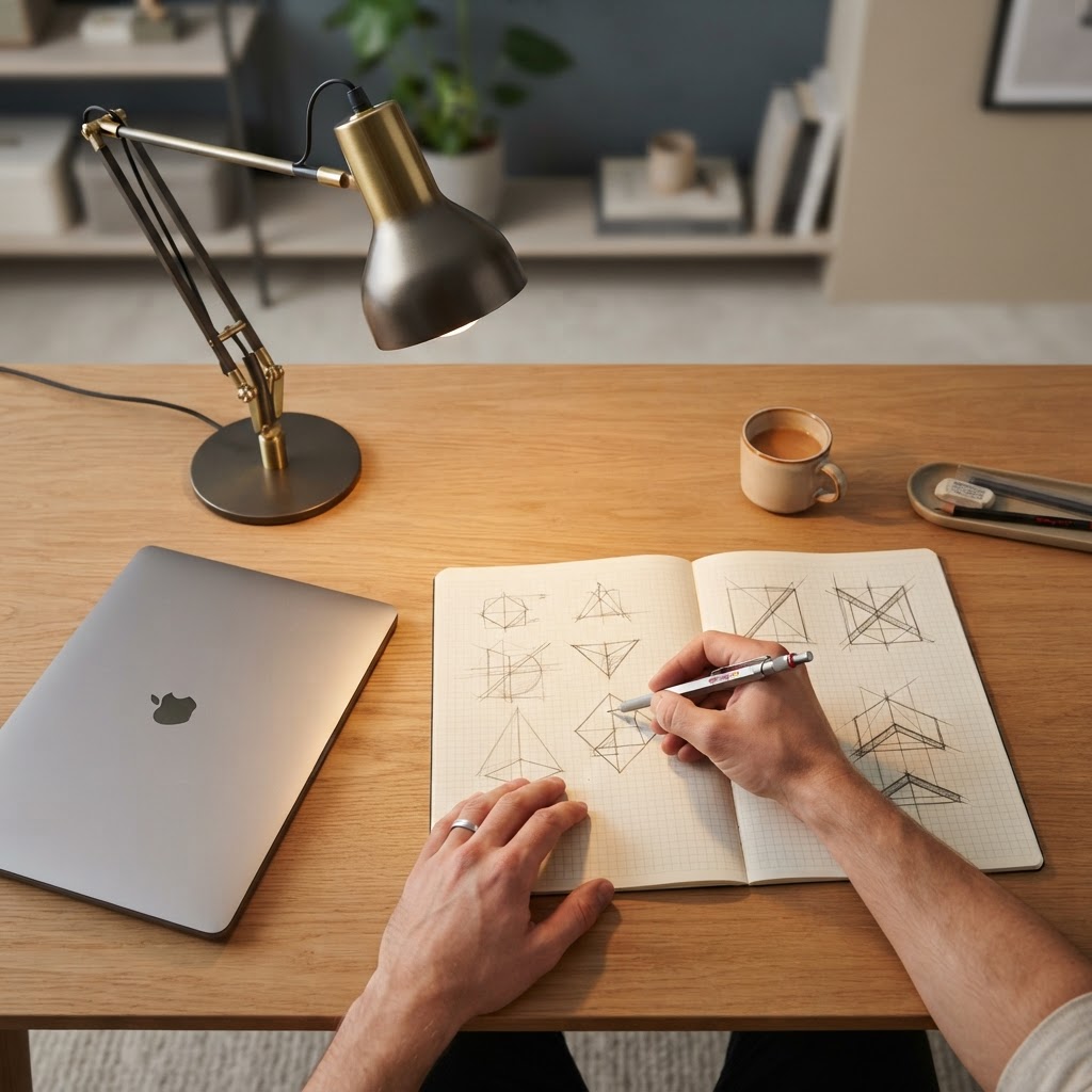 Close up of technical planning in a notebook