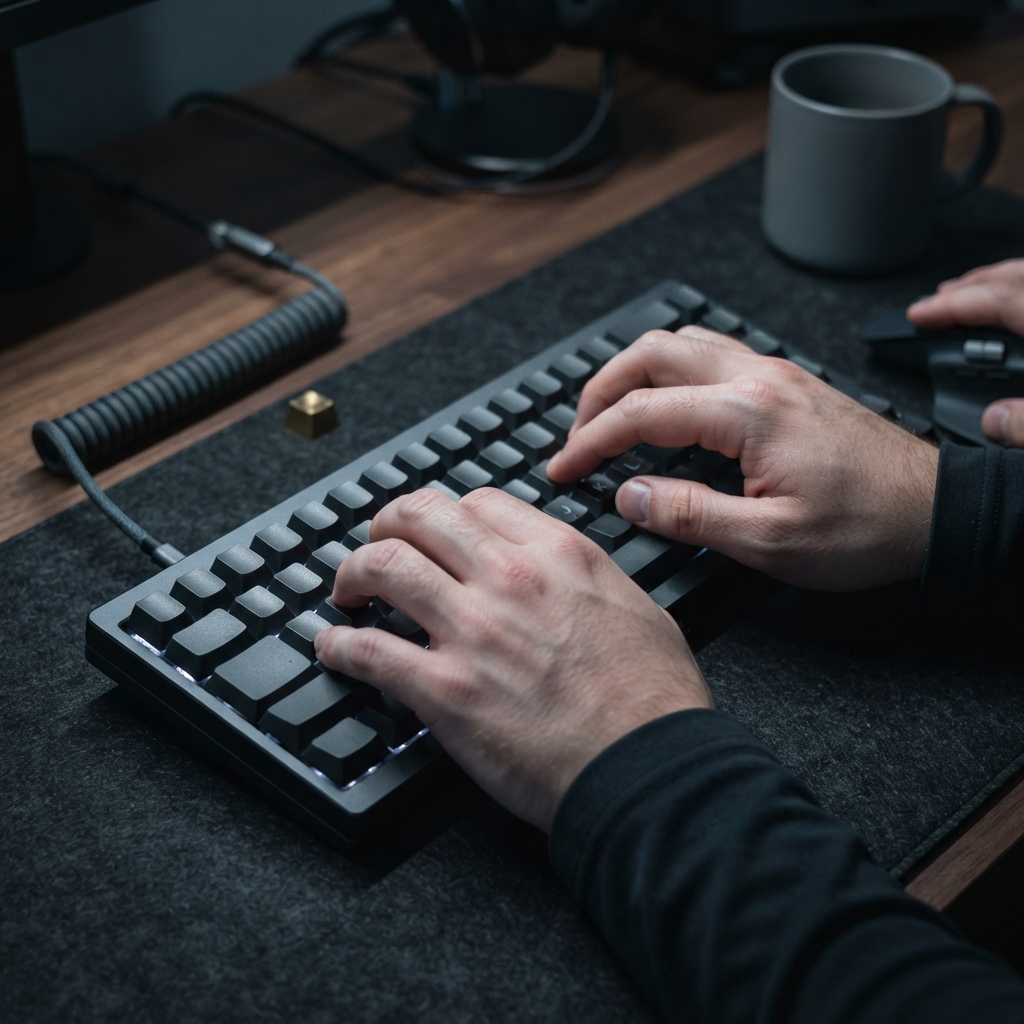 Developer hands on mechanical keyboard