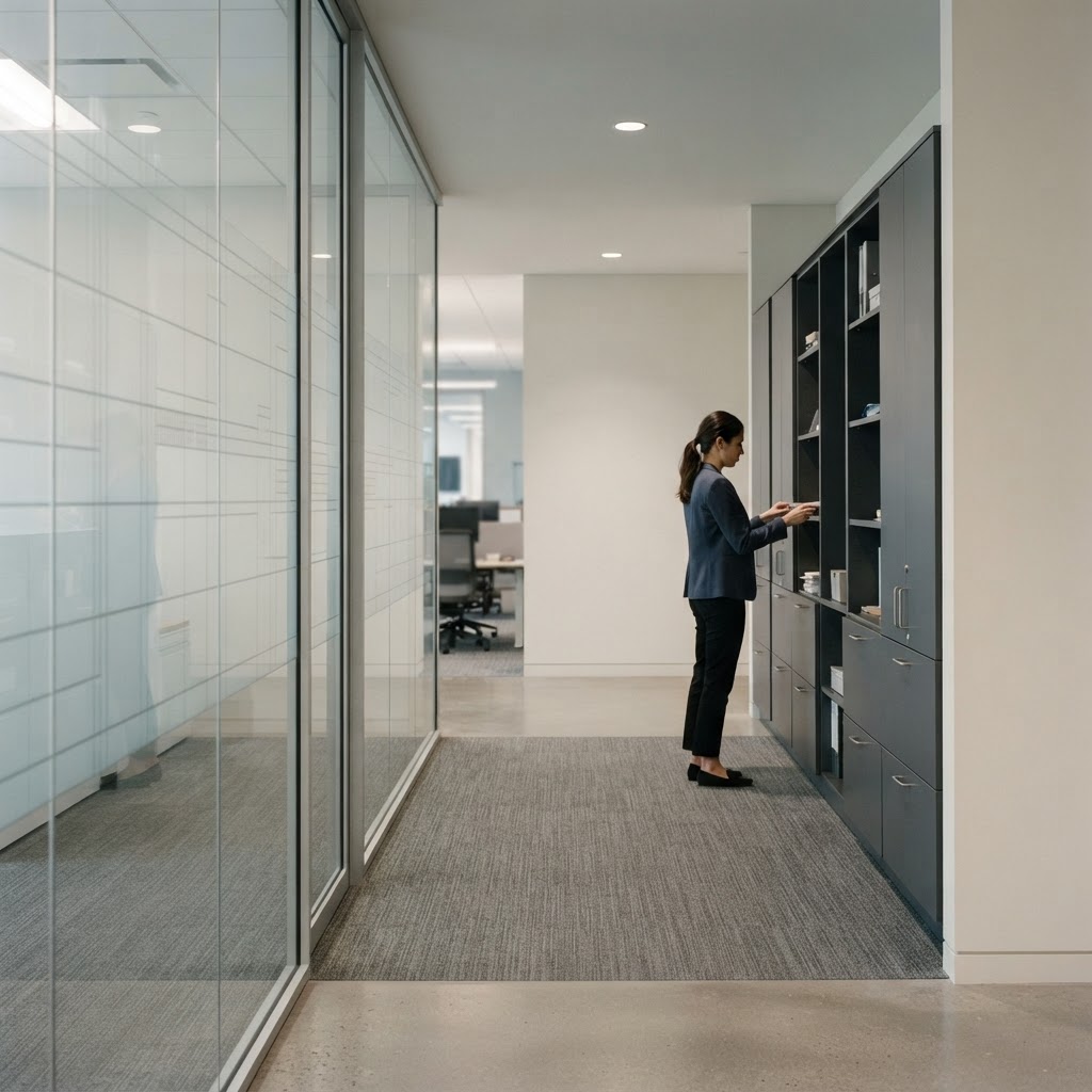 Modern professional office interior with grid architecture