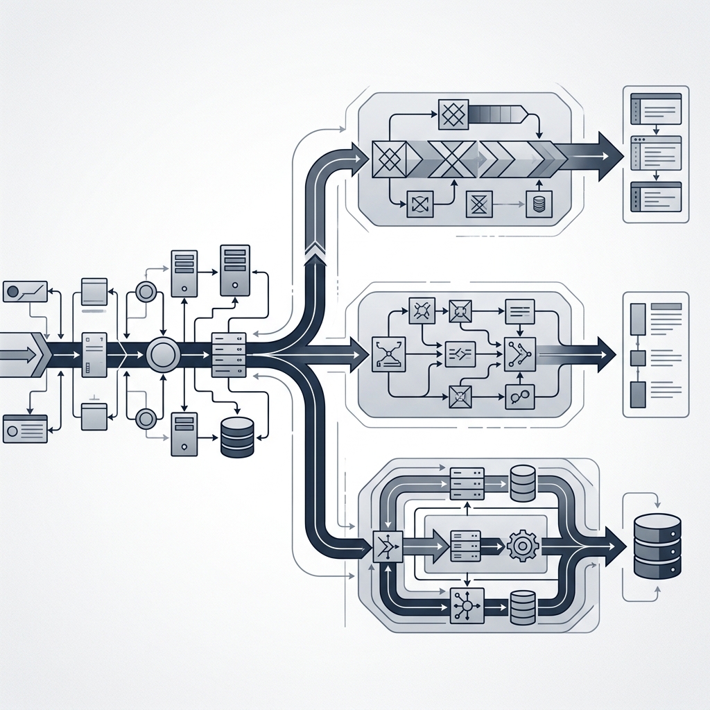 Blueprint visualization of three pricing model pipeline architectures