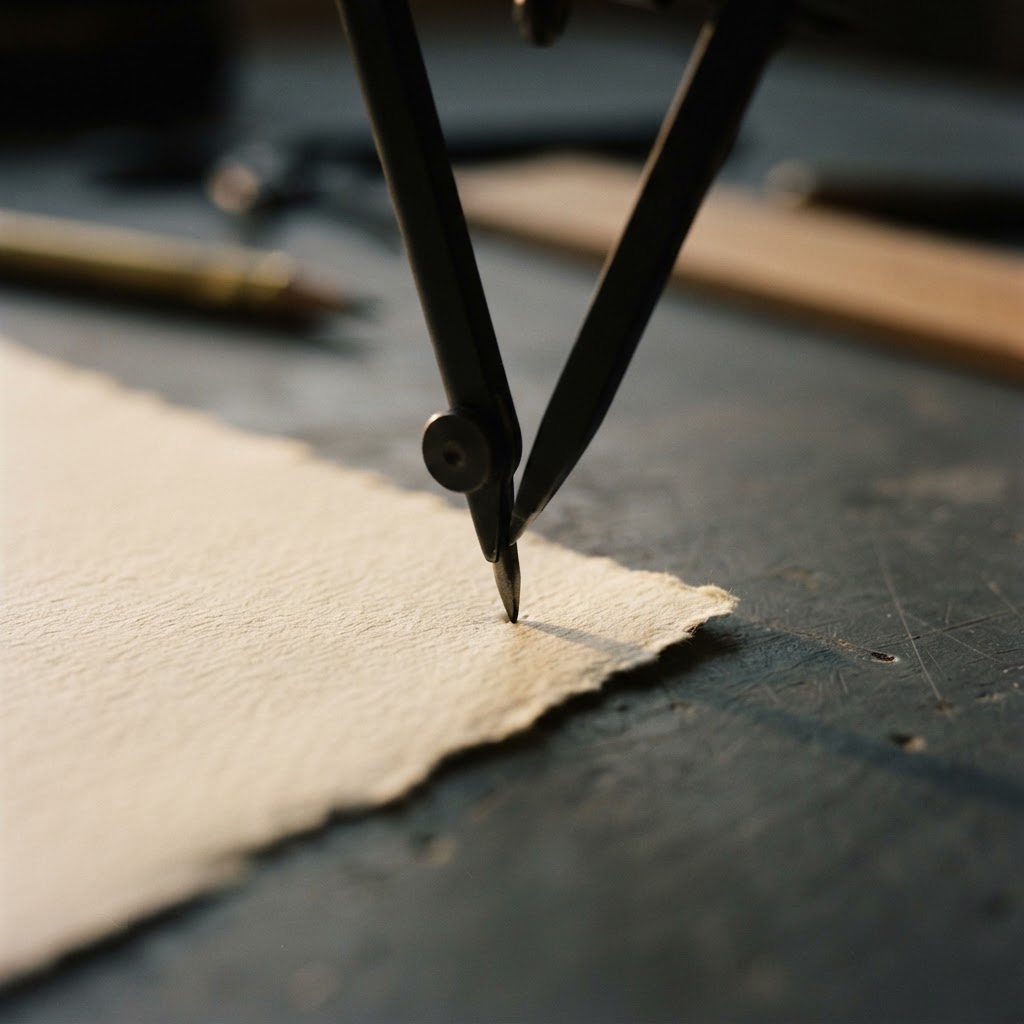 Macro shot of a precision divider on paper