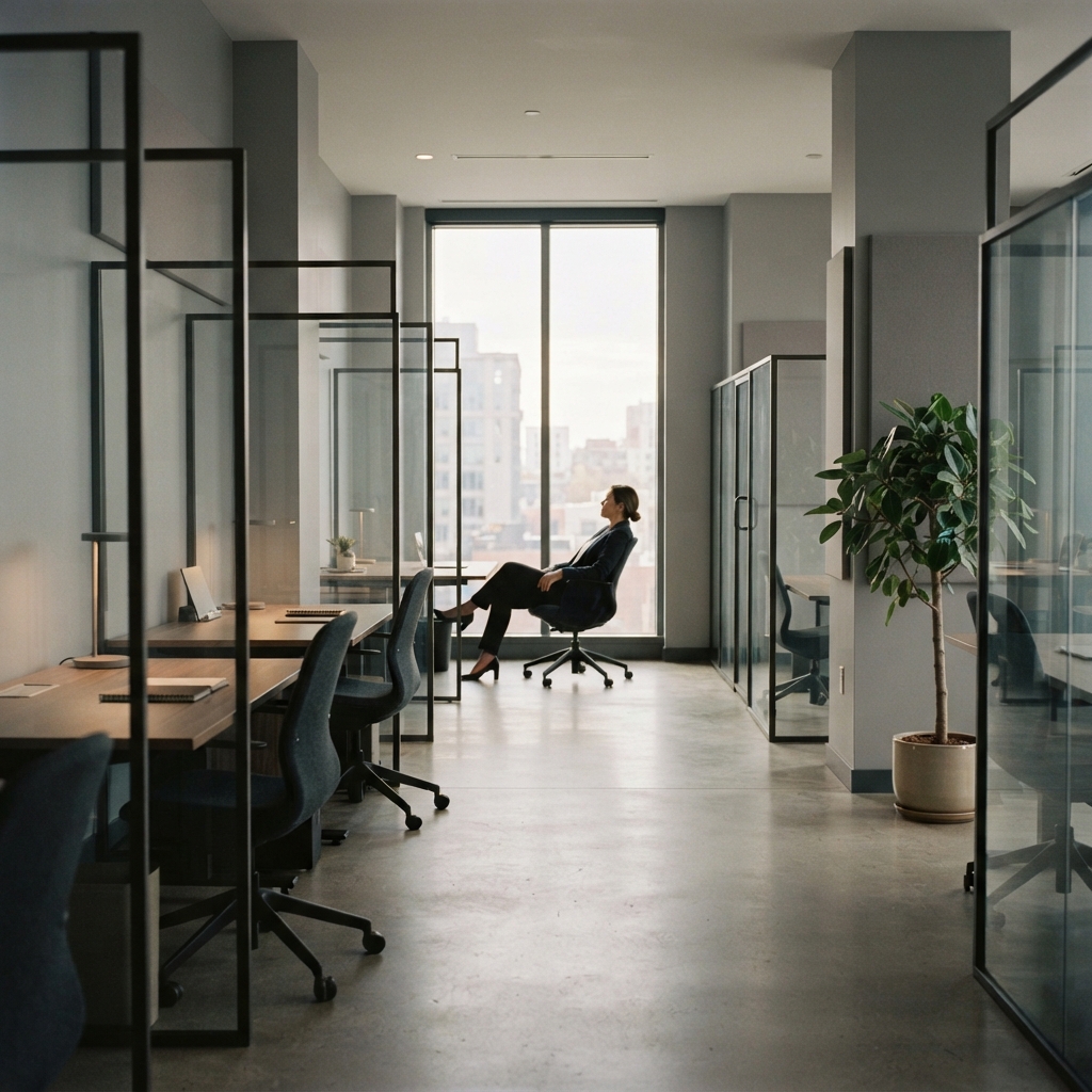 A quiet professional office space with architectural lines